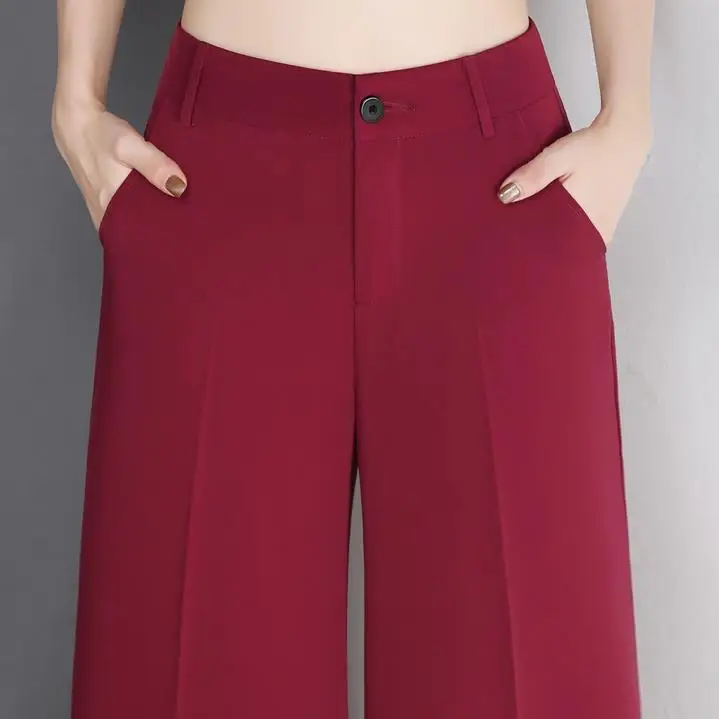 Женские брюки с широкими штанинами новые свободные высокой талией шифоновые