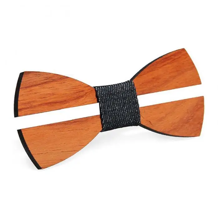 Men Handmade Wooden Bow Tie with Adjustable Strap for Anniversary Birthday Wedding TT@88