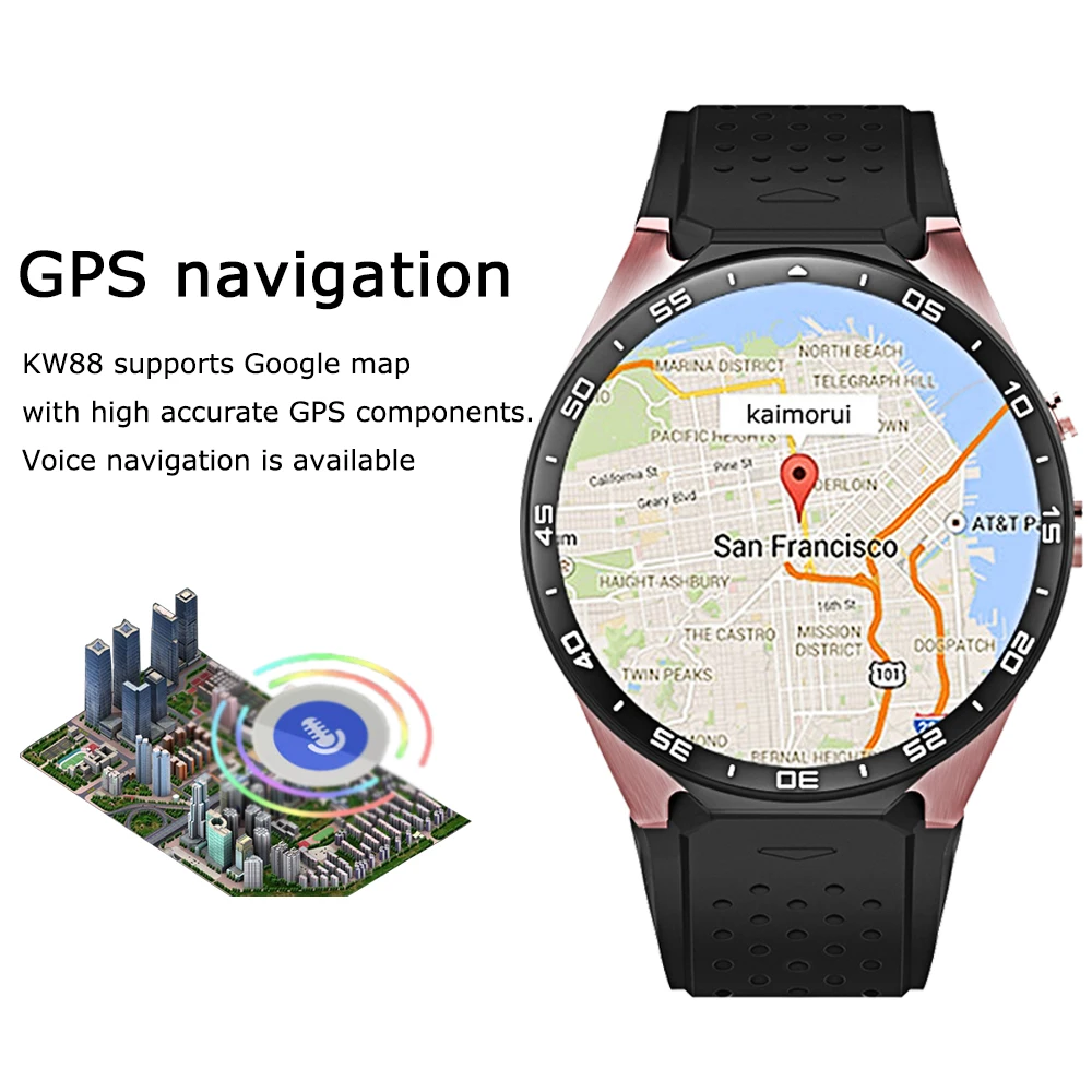 Оригинальный KW88 с gps 3g умные часы wifi телефон Поддержка ОС Android 5 1 MTK6580 сим карты Для