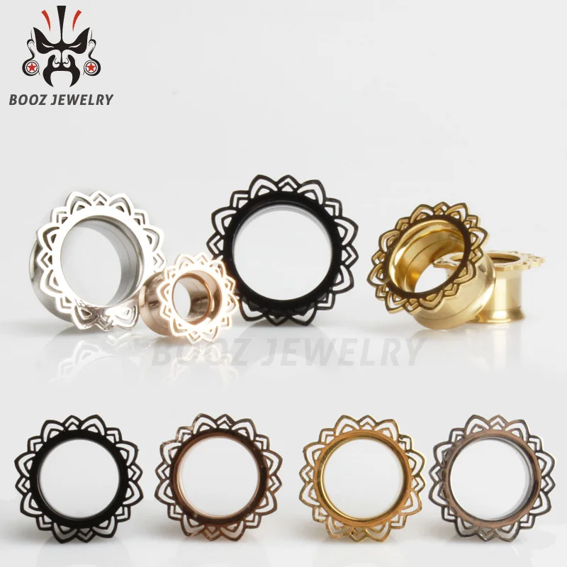 

Kubooz 2pcs stainless steel earrings ear plug tunnel piercing body jewelry flared helix ear gauges free shipping