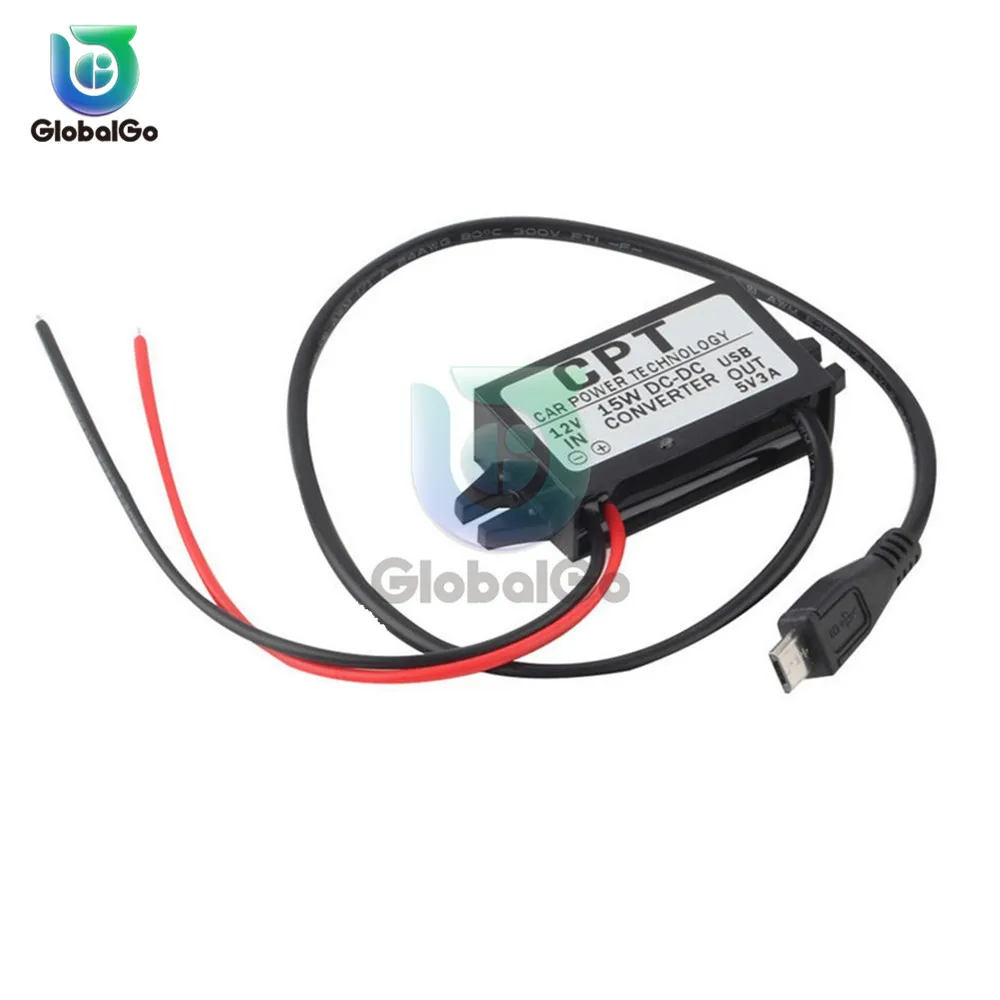 Straight Micro USB Dc-dc 12 В до 5 В 3A 15 Вт Авто Водонепроницаемый источник питания двойной USB микро-usb; мини USB понижающий мощность Regulator регулятор преобразователя - Цвет: Straight Micro USB
