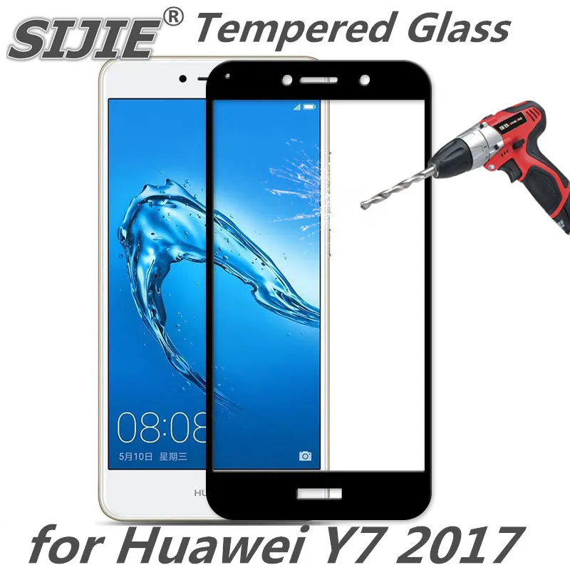 Полное покрытие закаленное стекло для Huawei Y7 2017 Y 7 экран защитный чехол смартфона