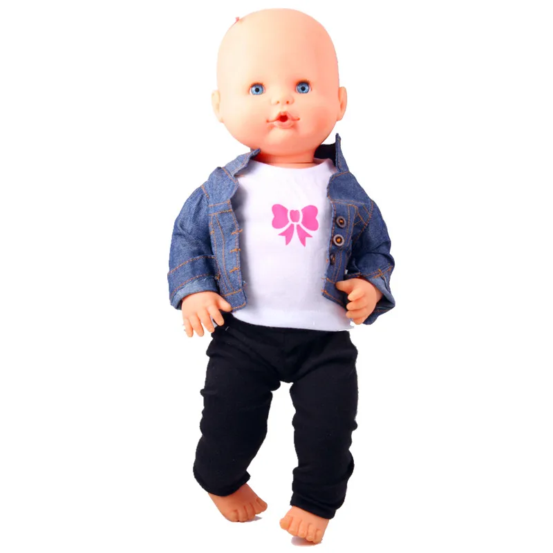 Одежда для кукол подходит 41 см Nenuco кукла Nenuco y su Hermanita 3в1 аксессуары для кукол джинсовое пальто белая футболка черные плавки для 16 дюймов