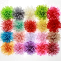 50pcs 3 9 9 8cm big chiffon flowers for girls headbands fabric puff flower for hair clips accessories corsage supplies