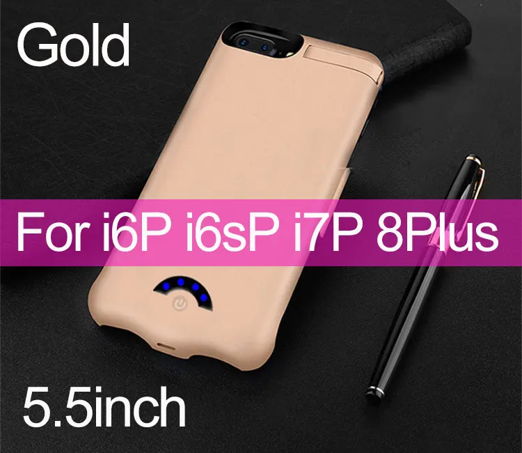 5.5 Gold 10000 мА/ч чехол для аккумулятора телефона большой емкости для iPhone 6 6S 7 8 Внешний аккумулятор зарядное устройство для телефона для iPhone 6P 6SP 7P 8 Plus - Цвет: 5.5 Gold