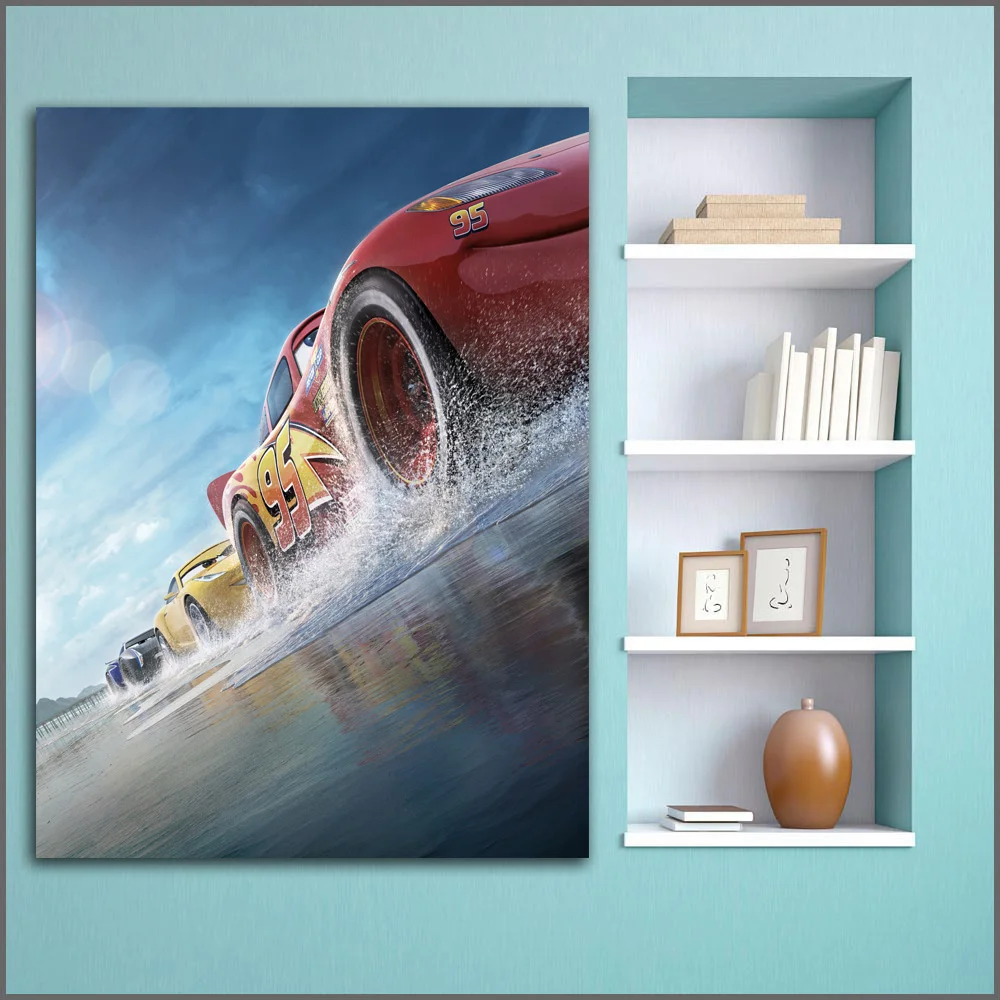 Большой принт автомобилей 3 гоночных автомобиля Круз Настенная картина домашний
