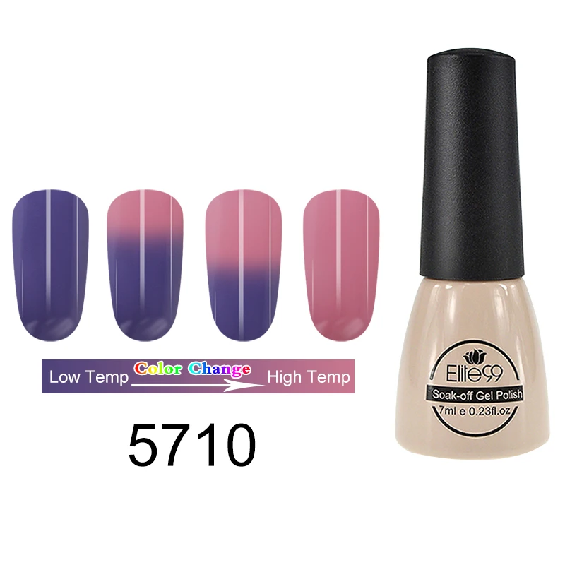 5710-7ml Elite99 термальный гель для ногтей, меняющий цвет, голографический лак для ногтей, блеск для горячей холодной температуры, отмачиваемый УФ-Гель-лак для ногтей - Цвет: 5710-7ml