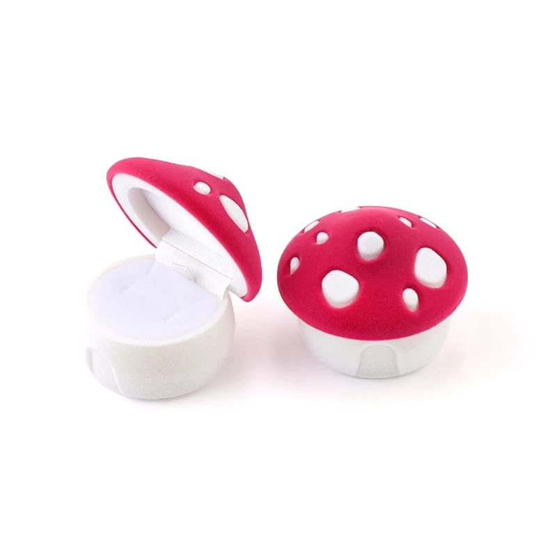 Red 1 Piece lovely mushroom Gift Box Holder Velvet Wedding Engagement Ring Box Jewelry box for Earrings Necklaces Display 2 colors - Цвет: Red