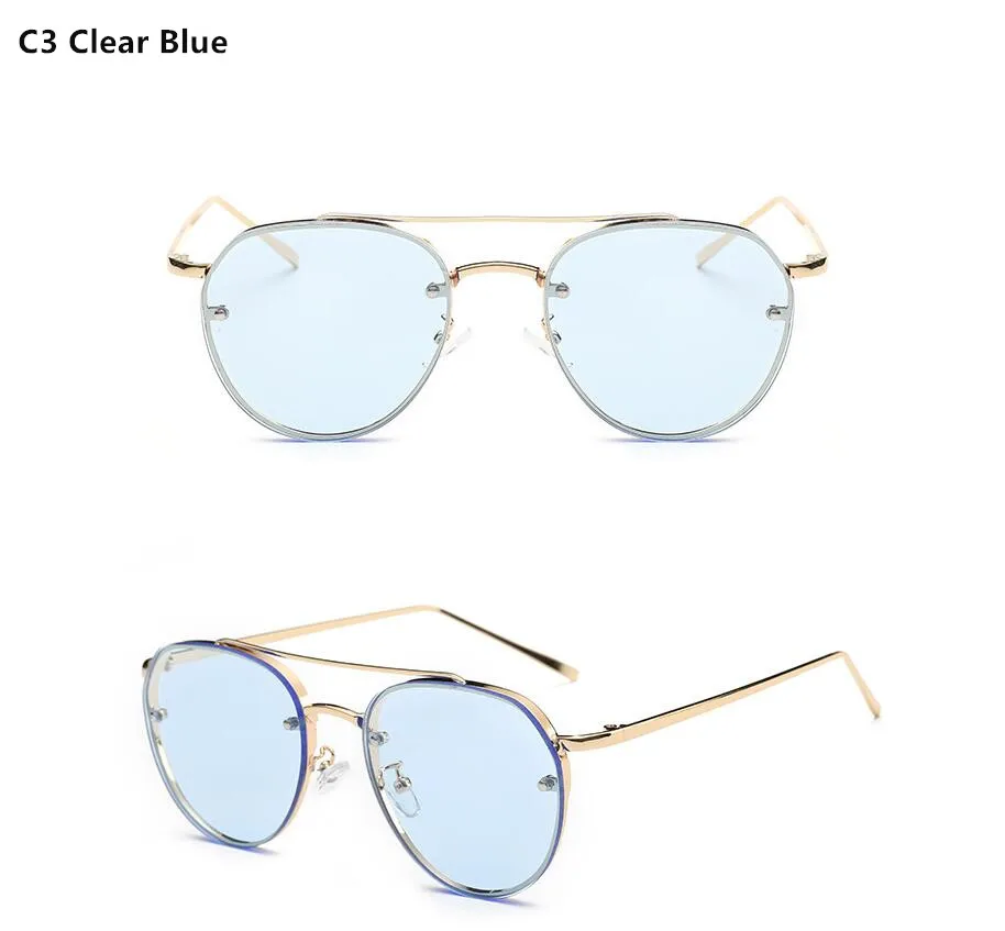 c3 candy blue Emosnia модный бренд Polit Солнцезащитные очки женские металлические винтажные негабаритные тонированные солнцезащитные очки зеркальные Мужские Женские Розовые Желтые Oculos - Цвет линз: c3 candy blue
