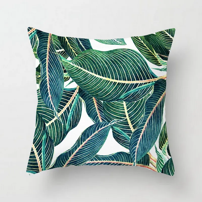 Зеленый лист тропические растения пледы подушки Чехол полиэстер наволочки для