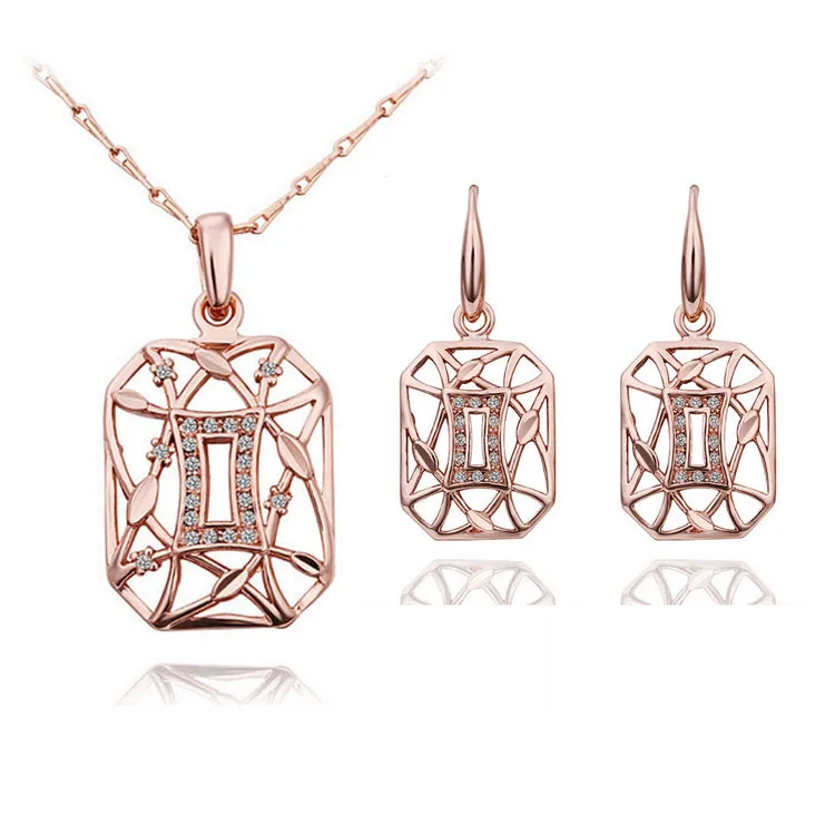 2015 Women Jewelry Classic Pendant Necklace Earring Genuine Austrian Crystal Geometric Sets | Украшения и аксессуары