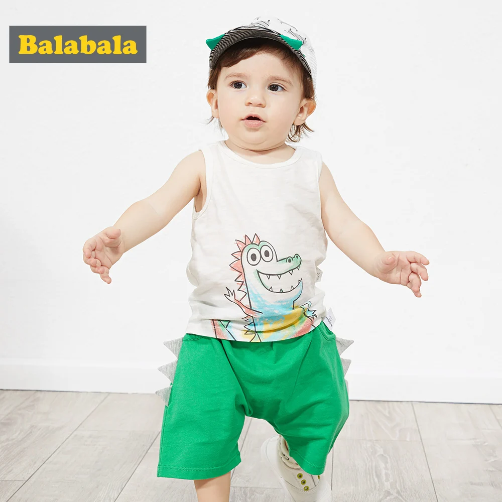 Balabala2019 новый летний повседневный комплект одежды для новорожденных мальчиков