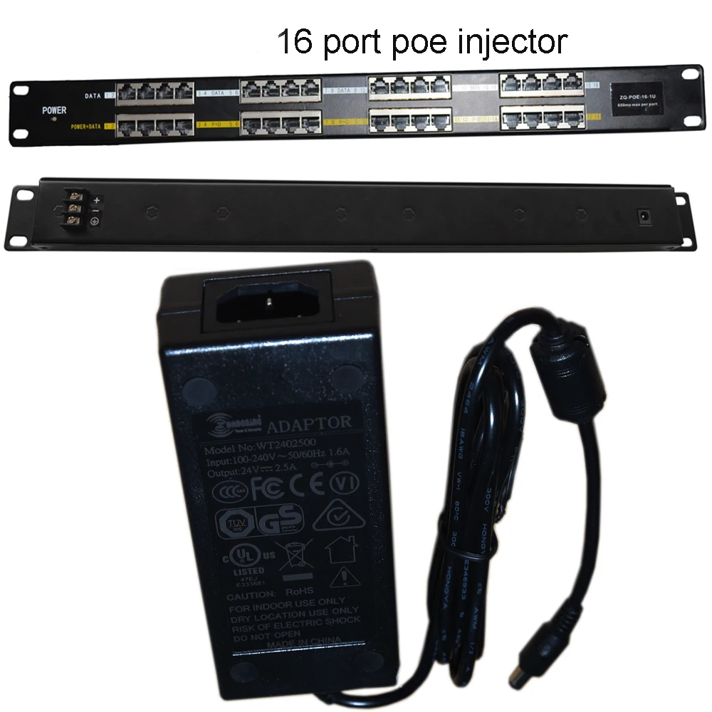 16 Порты и разъёмы 10/100 Мощность over Ethernet PoE инжектор для 802.3af/пассивный 802.3at