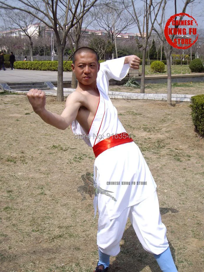 Униформа белого цвета с одним рукавом шаолинь монах китайское кунг-фу Тай-Чи