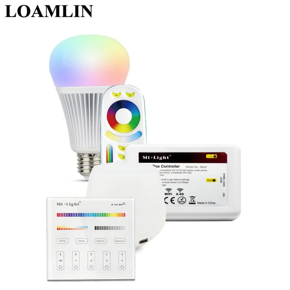 Milight E27 9W RGB + CCT Светодиодная лампа 2 4G RF пульт дистанционного управления Wifi включен