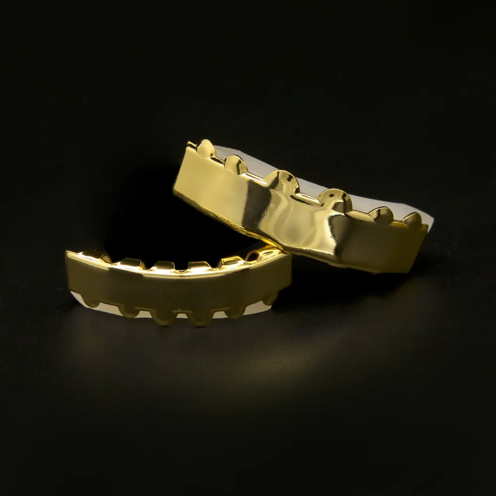 В Стиле Хип хоп ЗУБЫ Grillz Gold цвет верхней и нижней неравномерность зубные Насадки