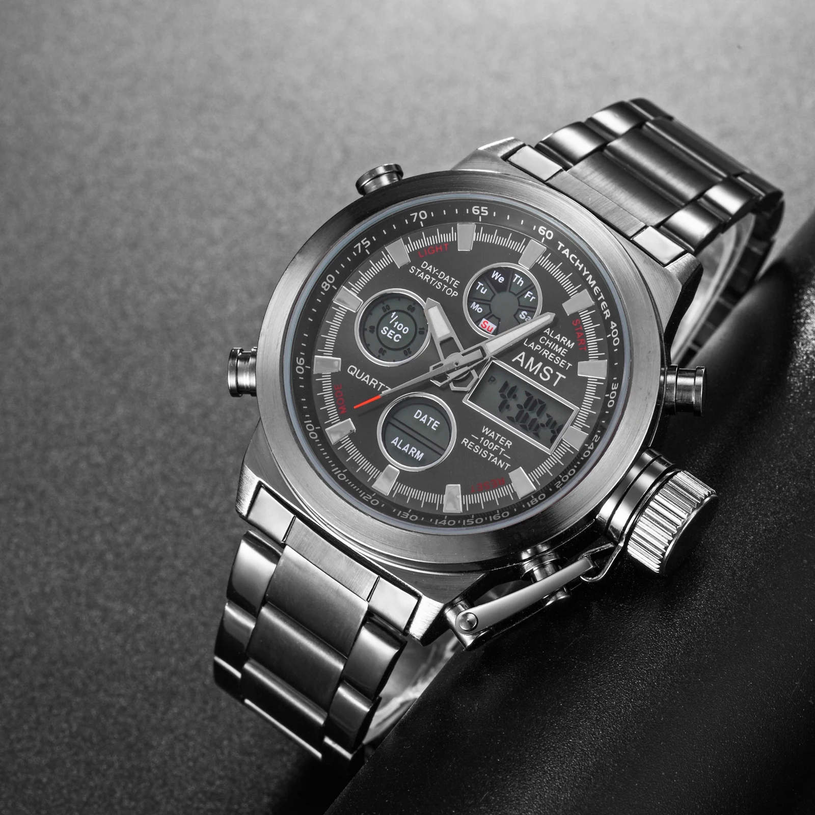 AMST 2019 новые мужские наручные часы цифровые с двойным дисплеем