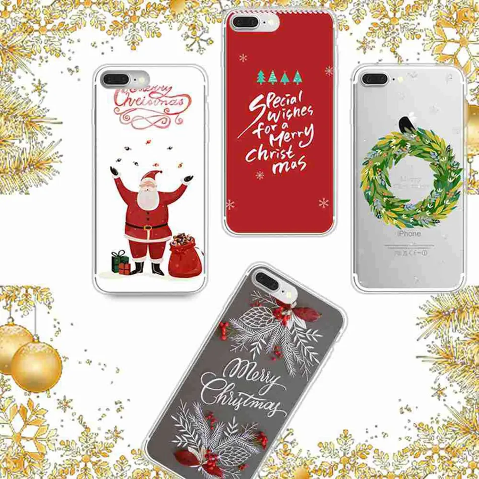 CASEIER силиконовый чехол для телефона iPhone X 8 7 6s 6 5S 5 роскошный Рождественский Plus SE
