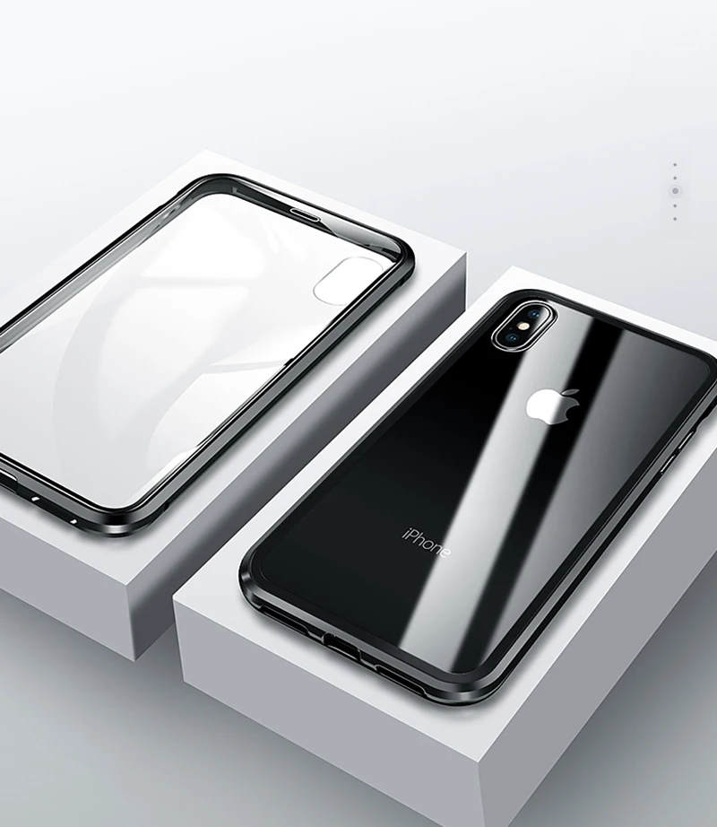 Двустороннее стекло 360 Магнитная Адсорбция флип чехол для iPhone 11 Pro Max XS MAX XR XS X 8 Plus 7 6 6 S магнит передняя+ задняя крышка