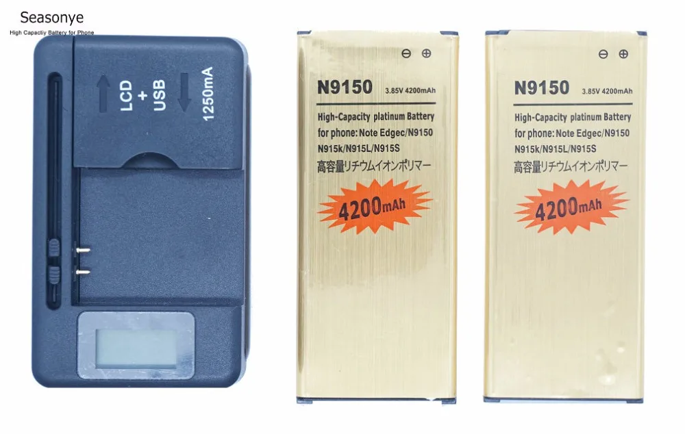 Сменный золотой аккумулятор Seasonye 2x EB BN915BBC/EB BN915BBE 4200 мАч + ЖК зарядное устройство