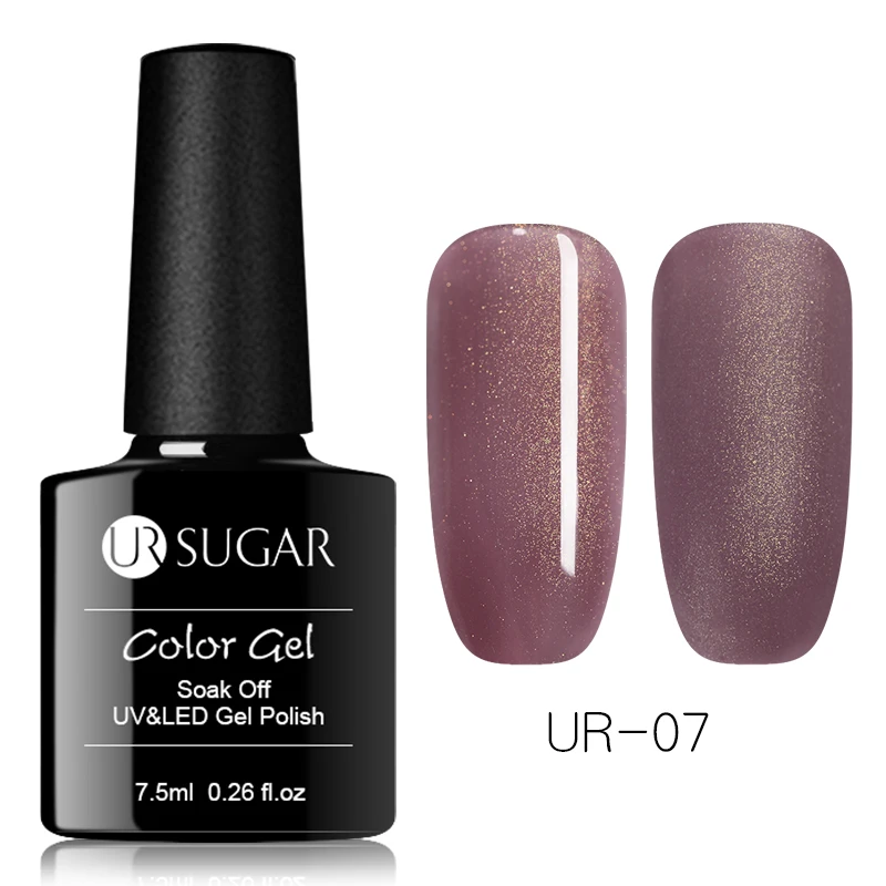 7 UR SUGAR 7.5ml Shimmer Glitter Gel Nail Polish Brown Pink Color Nail Art Gel Lacquer Soak Off UV Gel Varnish Matte Effect Gel - Цвет: 7