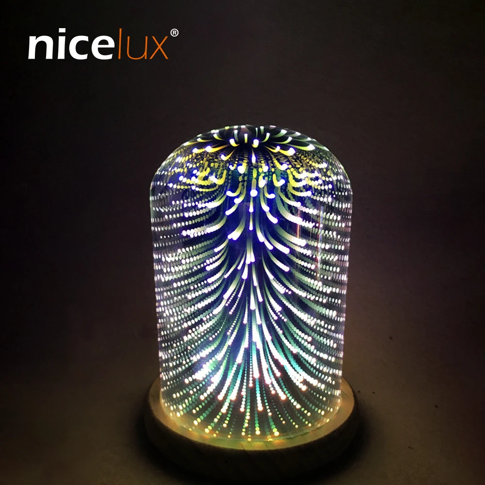 3D магия LED Стекло абажур Ночник USB 5 V атмосфера Спальня Таблица Ночная творческий