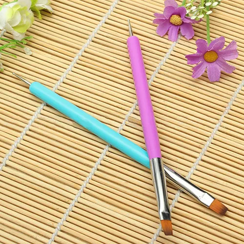 UV Gel Acrylic Nail Art Brush Liner Painting Pen Decoration Tool Set Marbleizing Dot Purple Lake Blue | Красота и здоровье