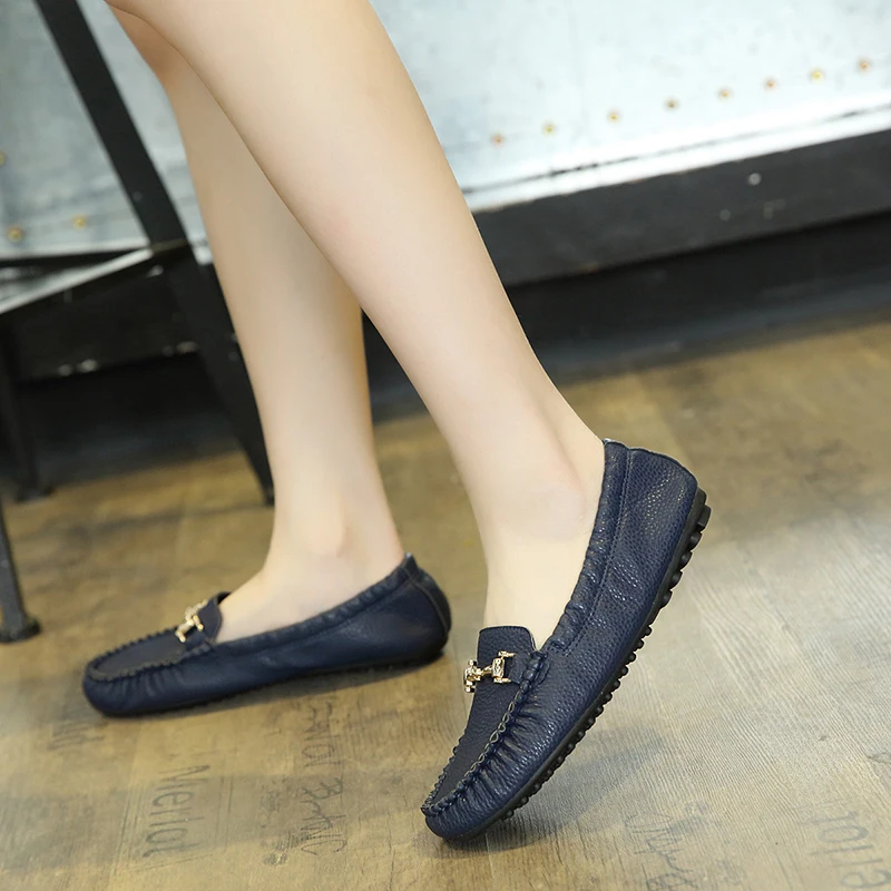 

Plus Size 35-41 Women Flats Shoes 2020 Loafers Solid Color Slip On Flat Shoes Ballet Metal Comfortable Ladies Shoe Zapatos Mujer