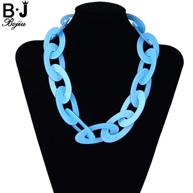 BOJIU 7 цветов длинная большая акриловая цепочка ожерелья для женщин модные