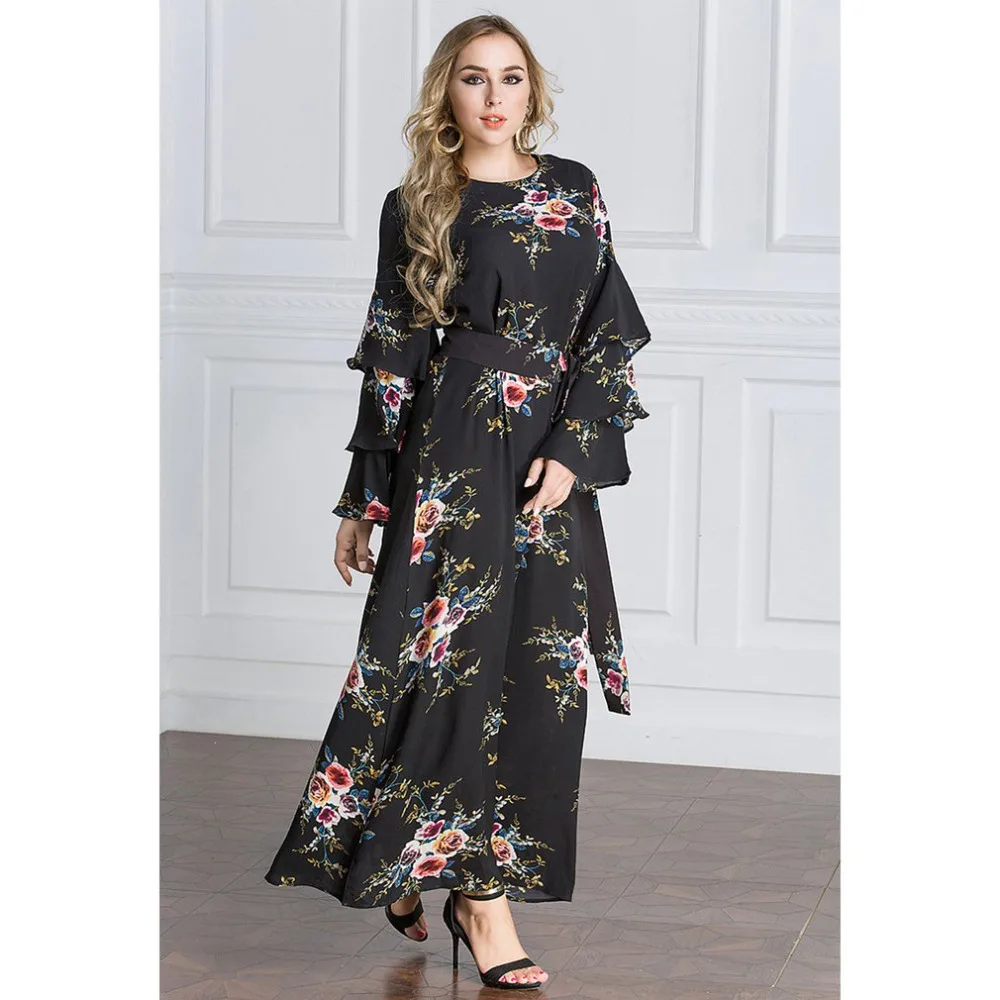 Muslim Dress Chiffon Abaya Dubai Adult Jurken Soft Kaftan 3 Color Women Dresses Ramadan Arab Elegant Islamic 2018 New | Тематическая