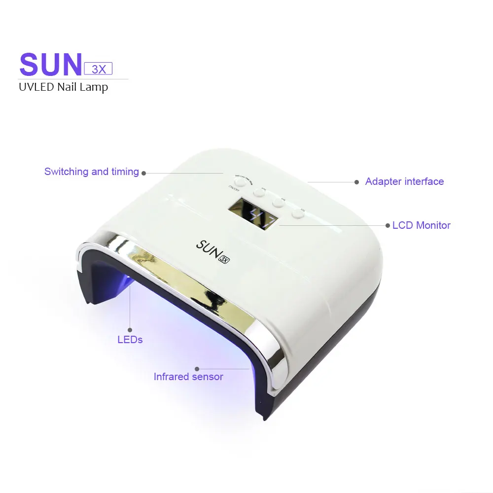 Sun3x Профессиональный 48 Вт УФ светодио дный лампы для ногтей сушилка для лечения гель лак для ногтей с Smart Сенсор ногтей сушилка маникюрные инструменты
