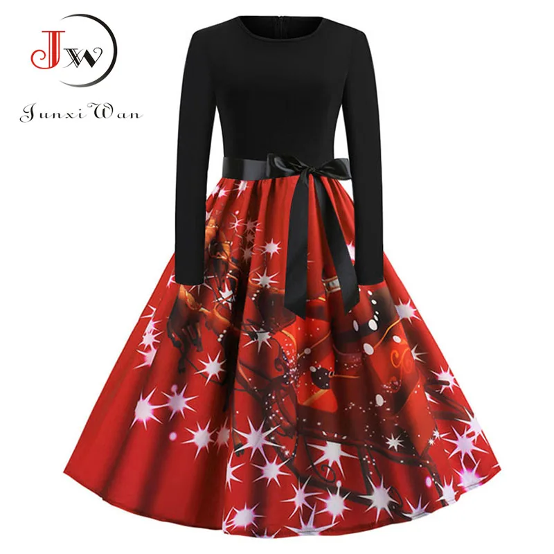 Винтажное рождественское платье с принтом женское модное зимнее праздничное