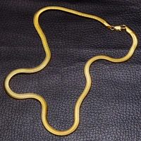 soft snake bone chain necklace womens mens stamped yellow gold filled solid jewelry