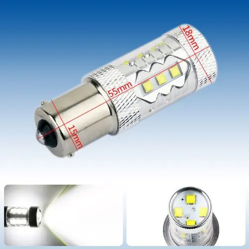

2 шт., Автомобильные светодиодные лампы S25 1156 BA15S P21W 80W CREE