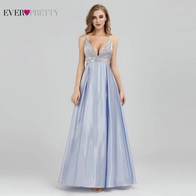 Сексуальные синие платья подружки невесты Ever Pretty с блестками а силуэта v образным
