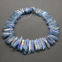 approx 50pcsstrand rainbow blue crystal ab quartz point pendant drilled graduated stick gem stone beads briolettes jewelry