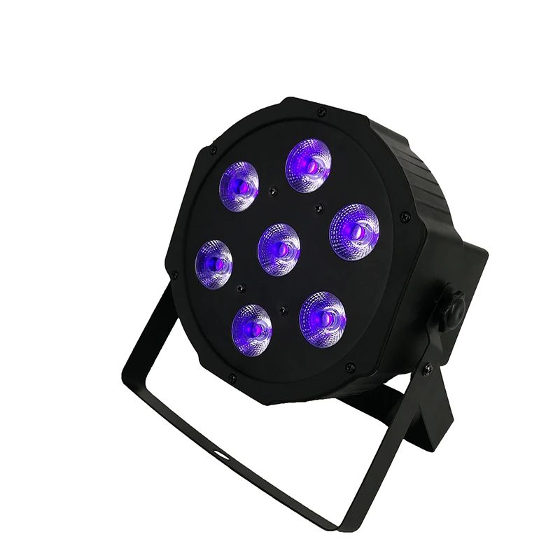 10 шт./лот светодиодный 7x12W 4in1 Цвет сцена плоский Par Светильник ing DMX Бизнес светильник отличается высокой Мощность светильник с профессиональным для вечерние бальные