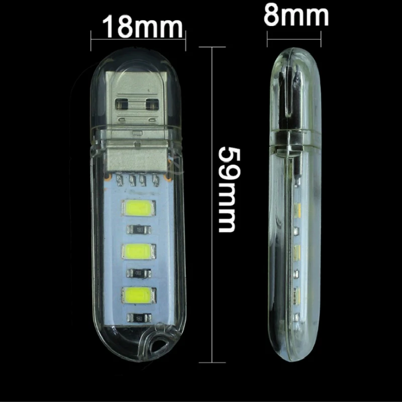 Мини USB светодиодный фонарик 3 рабочий свет портативный фонарь лампа белый/теплый