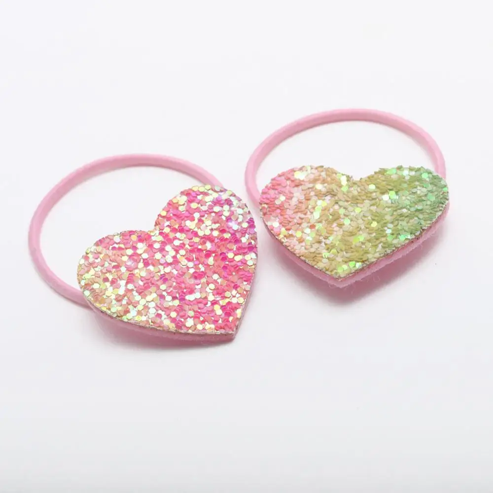 Heart 2 Новинка; резинки для волос для девочек с радужной короной; эластичные резинки для волос с сердечками; аксессуары для волос; модный подарок для девочек на день рождения - Цвет: Heart 2