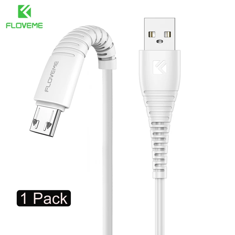 Кабель Micro USB FLOVEME, 5 В, 2,4 А, кабель для зарядки и передачи данных для samsung, Xiaomi, huawei, Android, зарядный кабель для телефона, Шнур Micro USB - Цвет: 1 Pack White