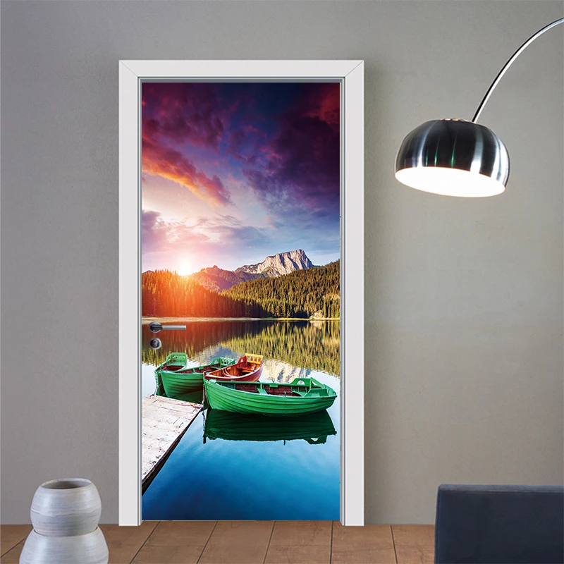3D эффект пейзаж дверь наклейка картина маслом краска для двери спальни гостиной