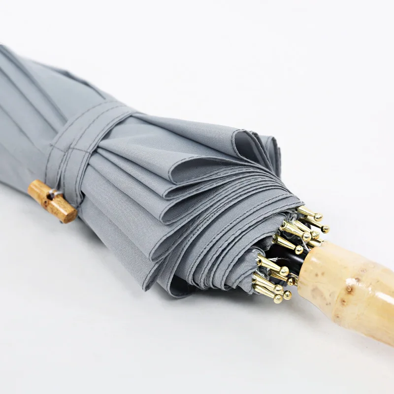 Полуавтоматический бамбуковый Зонт с длинной ручкой от дождя для женщин и мужчин