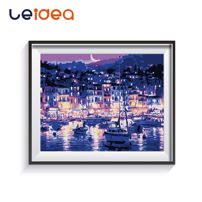 Краска по номерам морская ночная сцена морские волны масляная краска пейзаж