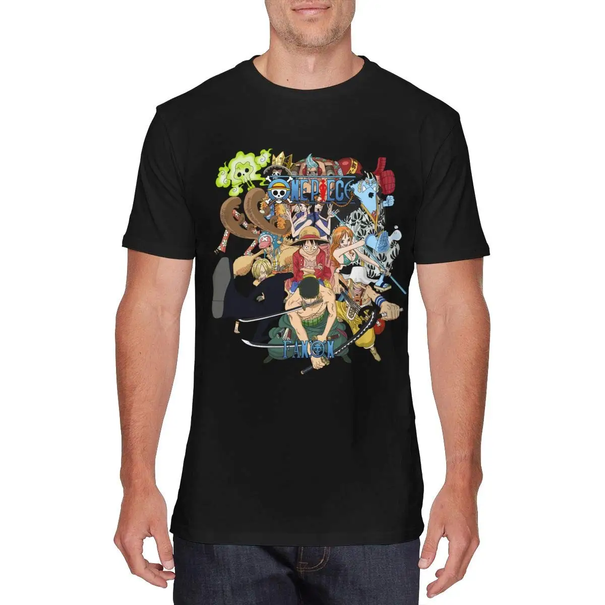 Классическая мужская футболка Savae из аниме One Piece Черная Мужская одежда с коротким