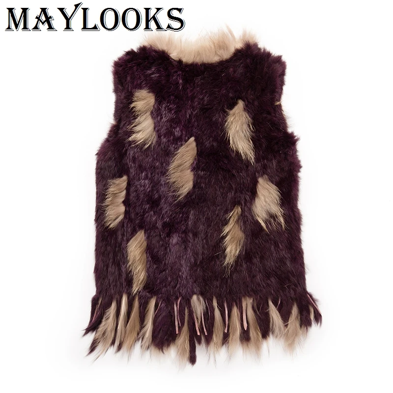 Новинка 2018 распродажа Maylooks из натурального меха для женщин натуральные жилеты на
