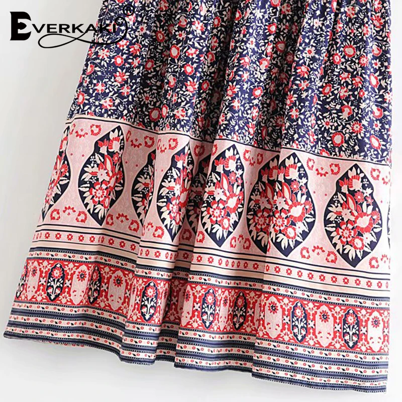 Everkaki цыганские Длинные юбки с принтом женские Boho пояса высокой талией длинные
