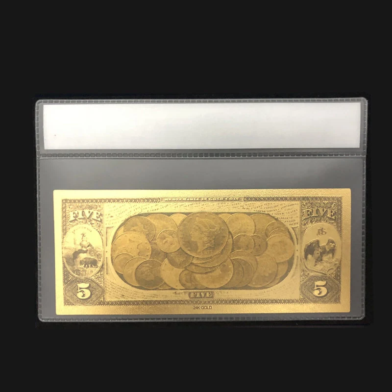 

Best Price For Color 1870 Year America Banknote 5 Dollar Gold Banknotes in 24K 99.9% Gold With Plastic Frame for Gift