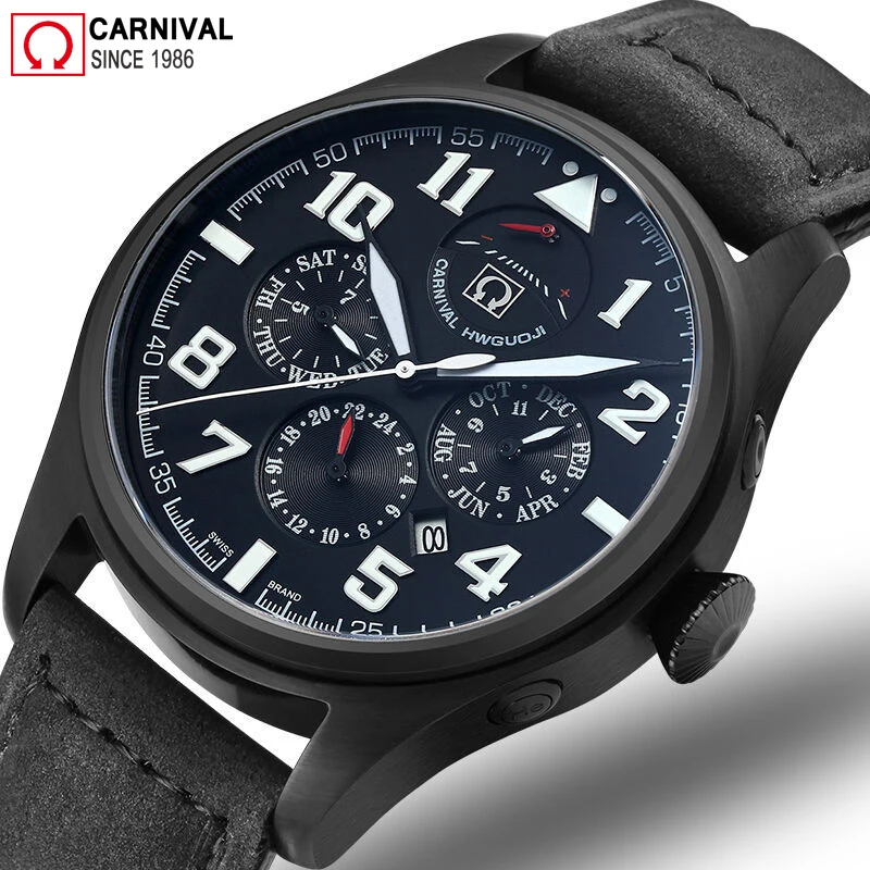 Carnival Sport Diver, автоматические часы для мужчин, 150 м, водонепроницаемые мужские механические часы, светящийся энергетический дисплей, мужские часы kol saati