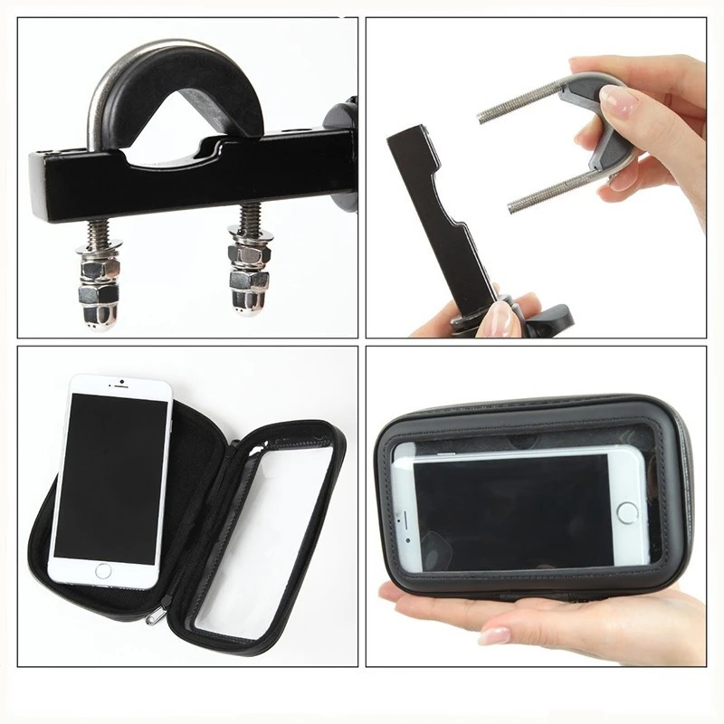 buzzlee universal adjustable motorcycle handlebar phone holder mount for iphone for samsung gps w waterproof phone bag case free global shipping