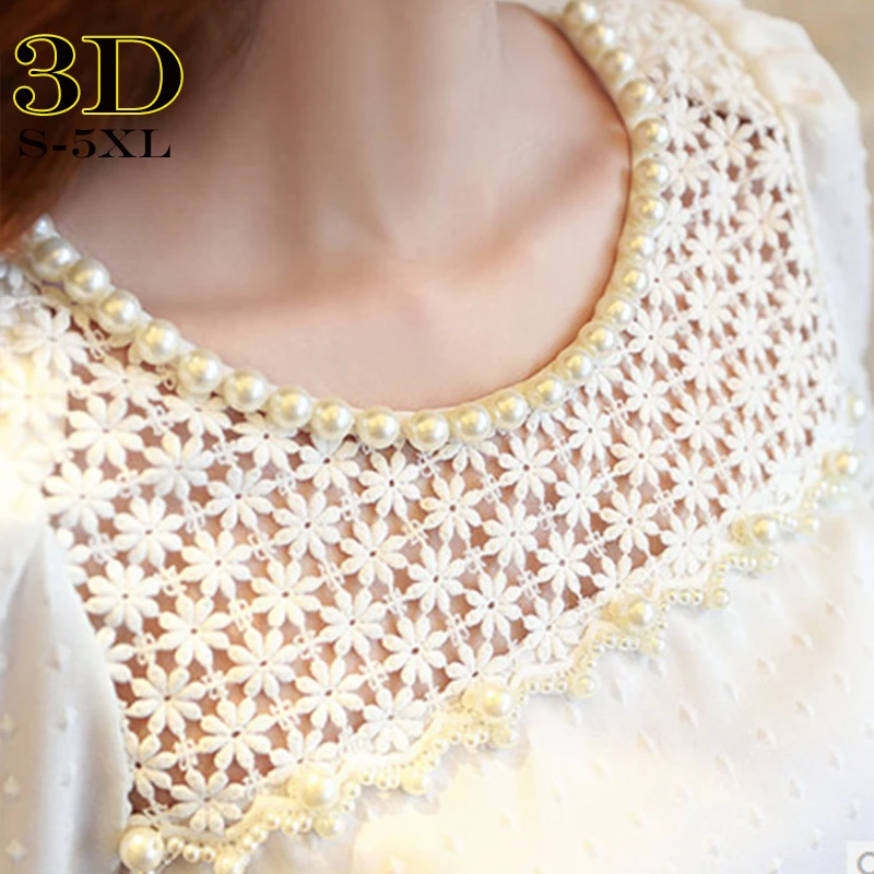 Женская шифоновая блузка с объемным кружевом топы бисером модная одежда в